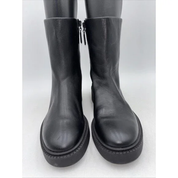 Vince Women's Black Kady Leather Low Ankle Booties Shoes Size 9 M - Picture 2 of 6